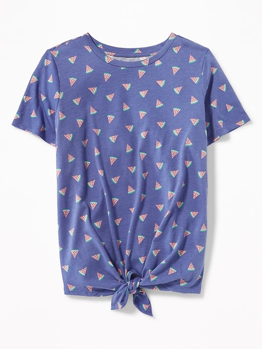 View large product image 1 of 3. Tie-Front Watermelon-Print Top for Girls