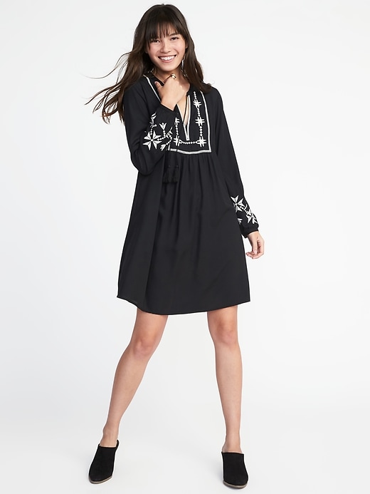 black embroidered swing dress Hell Bunny Winnie 40's Swing Dress Black main image 0