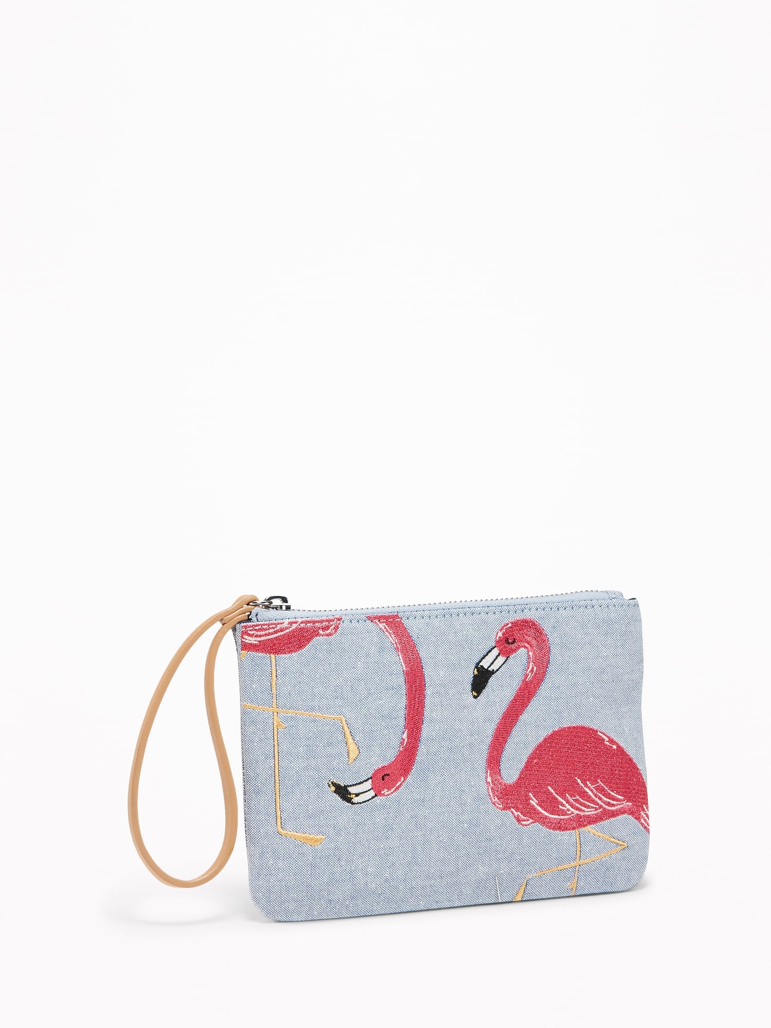 Flamingo-Graphic Chambray Wristlet for Women | Old Navy