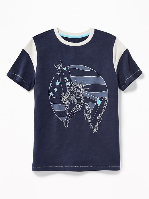 View large product image 1 of 2. Slub-Knit Americana-Graphic Tee For Boys