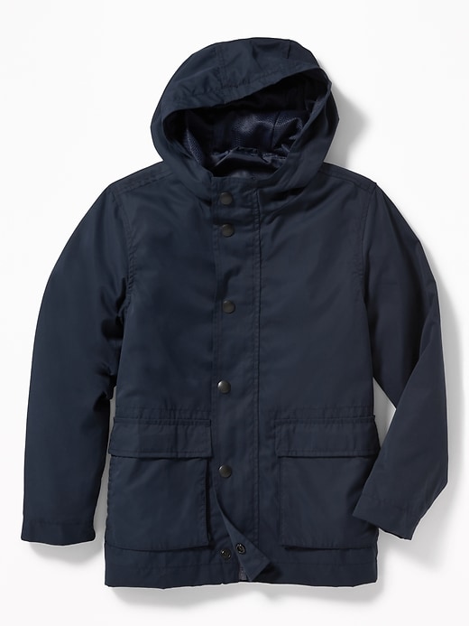 View large product image 1 of 3. Water-Resistant Hooded Rain Jacket for Boys