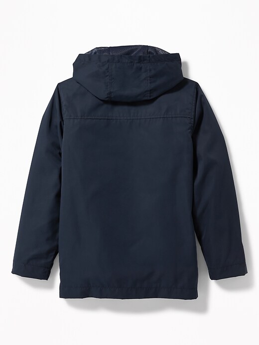 View large product image 2 of 3. Water-Resistant Hooded Rain Jacket for Boys
