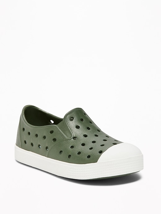 View large product image 1 of 1. Perforated Pop-Color Slip-Ons For Toddler Boys