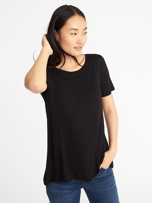 View large product image 1 of 1. Luxe Boat-Neck Swing Tee for Women