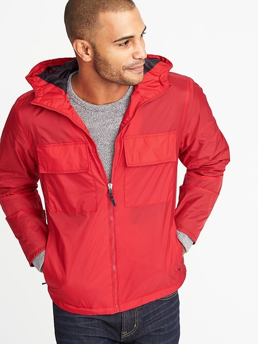 Image number 1 showing, Water-Resistant Hooded Nylon Anorak