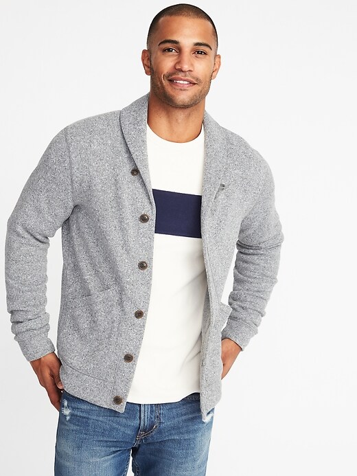 Image number 4 showing, Shawl-Collar Sweater-Fleece Cardigan