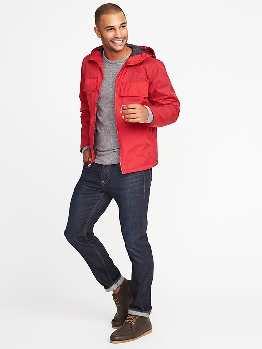 Image number 3 showing, Water-Resistant Hooded Nylon Anorak