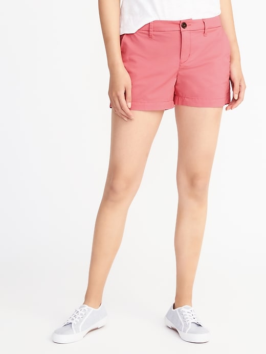 View large product image 1 of 2. Relaxed Mid-Rise Everyday Khaki Shorts For Women - 3.5 inch inseam