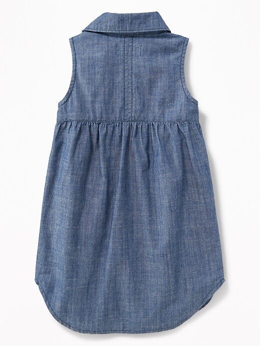 View large product image 2 of 3. Sleeveless Chambray Shirt Dress for Toddler Girls