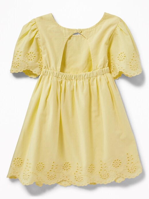 View large product image 2 of 3. Flutter-Sleeve Eyelet Dress for Toddler Girls