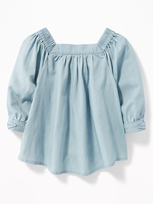 View large product image 2 of 4. Chambray Square-Neck Top for Toddler Girls