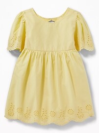 View large product image 3 of 3. Flutter-Sleeve Eyelet Dress for Toddler Girls