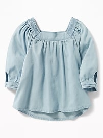 View large product image 4 of 4. Chambray Square-Neck Top for Toddler Girls