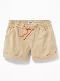 View large product image 3 of 3. Cuffed Pull-On Poplin Shorts For Girls