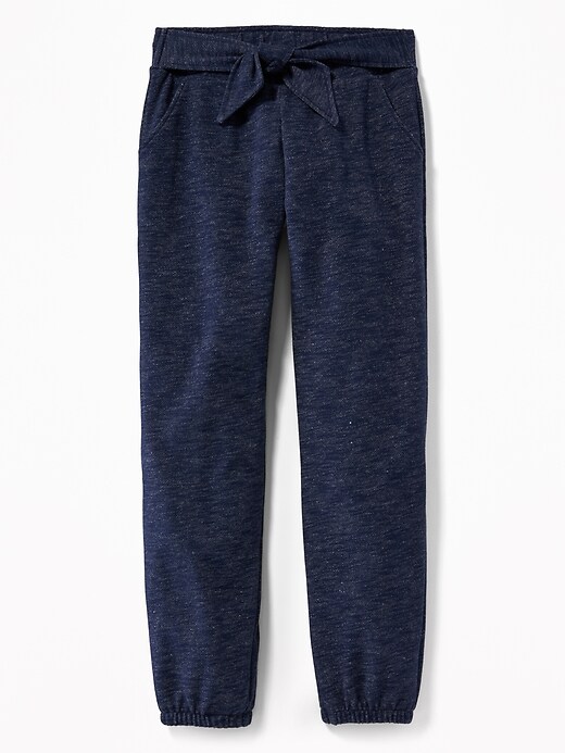 View large product image 1 of 2. Tie-Front Fleece Joggers for Girls