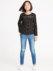View large product image 3 of 3. Lace-Trim Boho Scoop-Neck Top for Girls