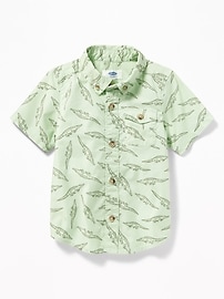 View large product image 4 of 4. Built-In Flex Reptile-Print Shirt for Toddler Boys