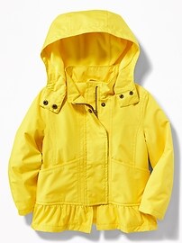 View large product image 4 of 4. Water-Resistant Peplum Rain Jacket for Toddler Girls
