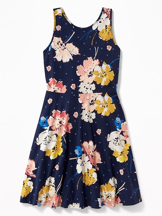 Patterned Fit & Flare Jersey Sundress for Girls | Old Navy