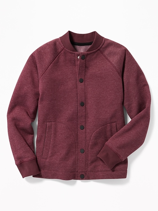 View large product image 1 of 1. Snap-Front Fleece Bomber For Boys