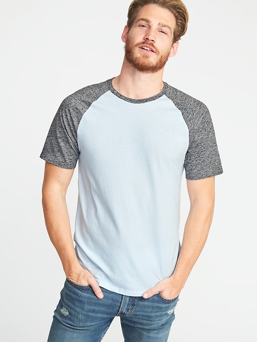 Image number 1 showing, Soft-Washed Color-Block Raglan T-Shirt for Men
