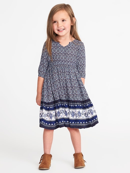 View large product image 1 of 3. Geometric-Print Crepe Midi for Toddler Girls