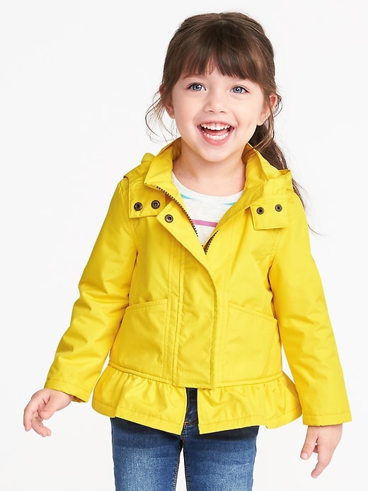 View large product image 1 of 4. Water-Resistant Peplum Rain Jacket for Toddler Girls