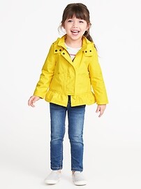 View large product image 3 of 4. Water-Resistant Peplum Rain Jacket for Toddler Girls
