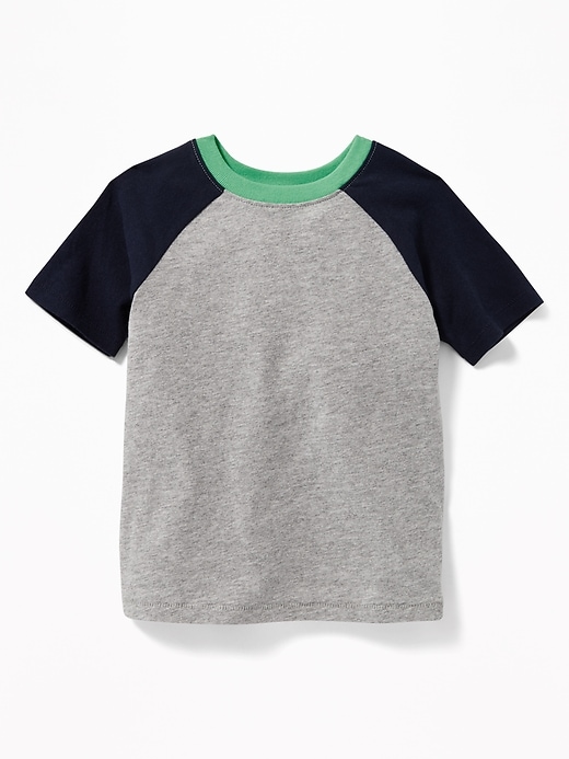 View large product image 1 of 1. Raglan-Sleeve Color-Block Tee for Toddler Boys