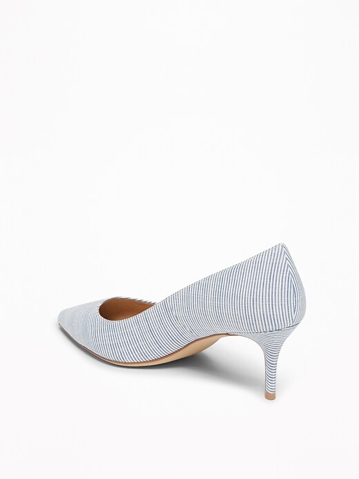 Image number 4 showing, Chambray-Striped Mid-Heel Pumps for Women