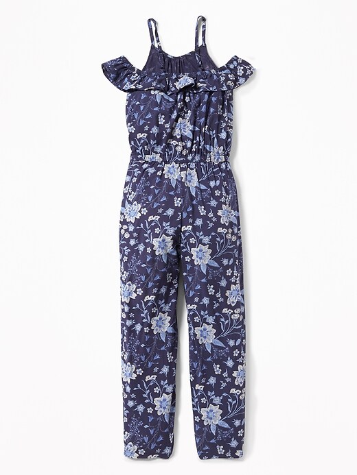 View large product image 2 of 3. Floral Cold-Shoulder Jumpsuit for Girls