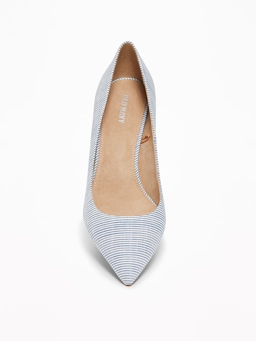 Image number 3 showing, Chambray-Striped Mid-Heel Pumps for Women