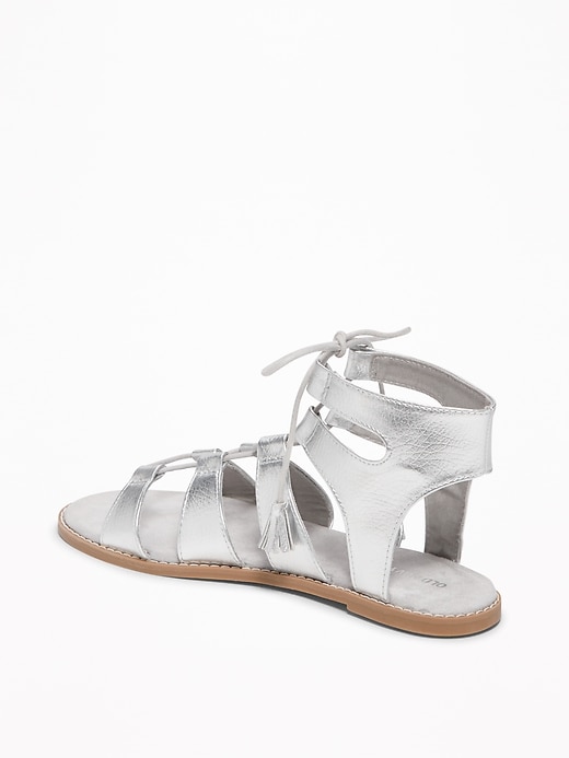 Image number 4 showing, Silver-Metallic Lace-Up Gladiator Sandals for Women