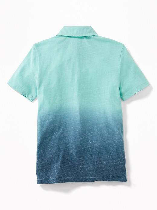 View large product image 2 of 3. Dip-Dyed Slub-Knit Jersey Polo for Boys
