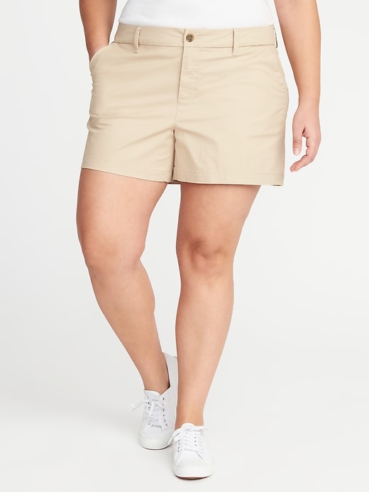View large product image 1 of 2. Mid-Rise Plus-Size Everyday Twill Shorts (5")