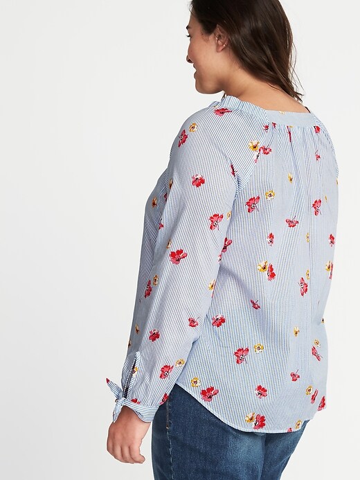 Image number 2 showing, Plus-Size Patterned Square-Neck Blouse