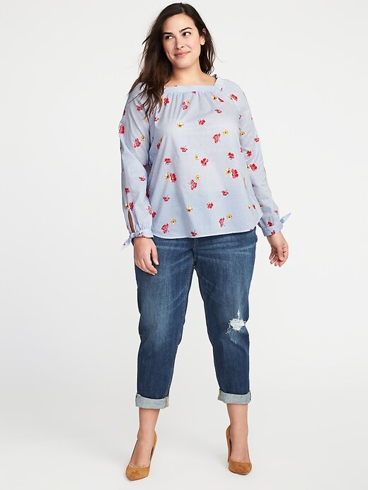 Image number 3 showing, Plus-Size Patterned Square-Neck Blouse