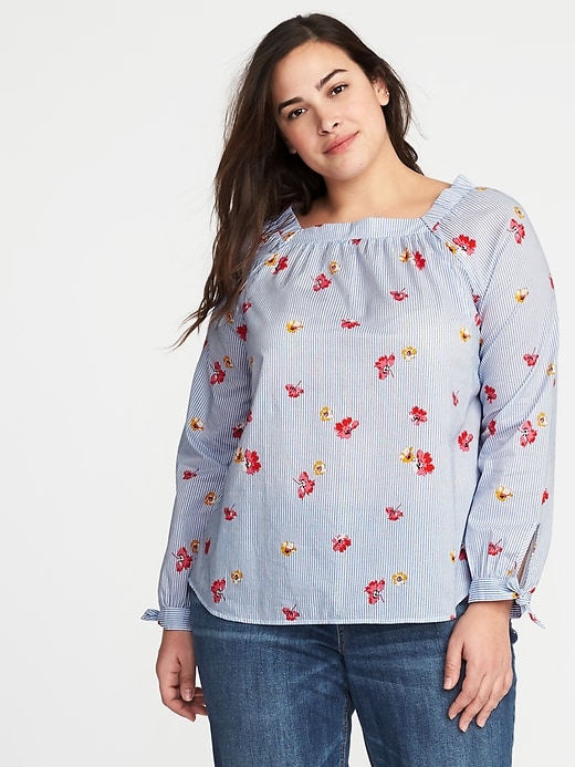 Image number 4 showing, Plus-Size Patterned Square-Neck Blouse