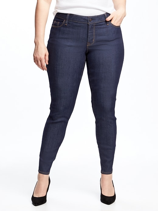 View large product image 1 of 2. Mid-Rise Plus-Size Super Skinny Ankle Jeans