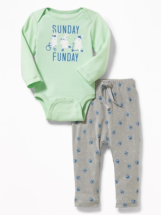 View large product image 1 of 2. Easter-Graphic Bodysuit & Jersey Pants Set for Baby