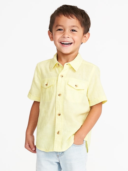 Double-Pocket Linen-Blend Shirt for Toddler Boys | Old Navy