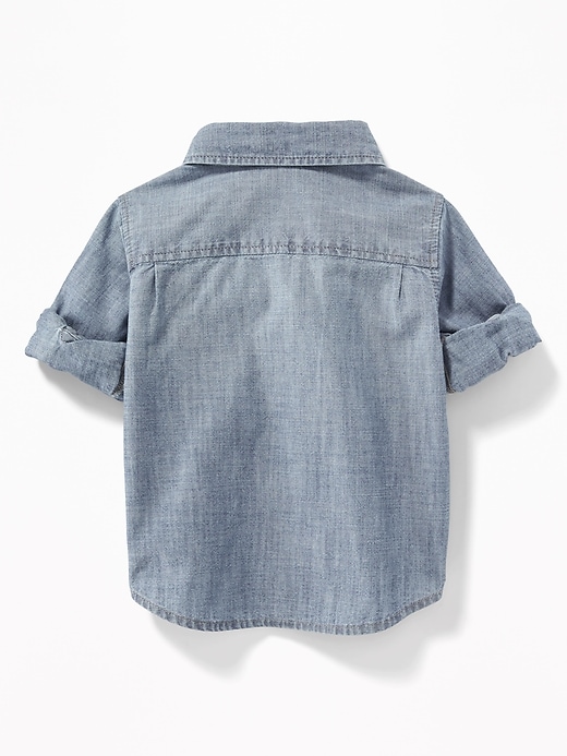 View large product image 2 of 2. Chambray Roll-Sleeve Shirt for Baby