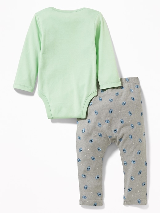 View large product image 2 of 2. Easter-Graphic Bodysuit & Jersey Pants Set for Baby