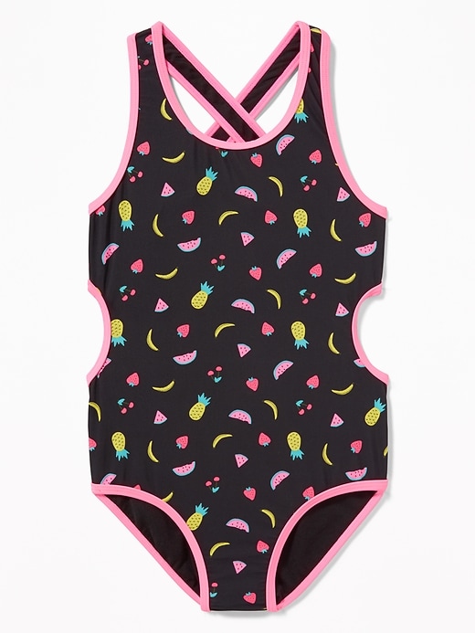 View large product image 1 of 2. Cross-Back One-Piece Swimsuit for Girls