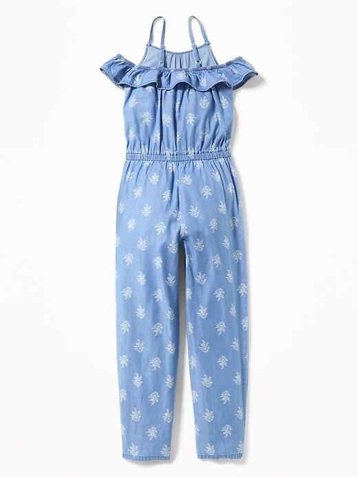 Ruffled Floral Chambray Jumpsuit for Girls | Old Navy