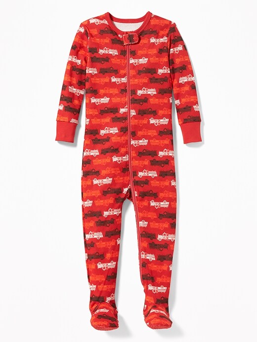 View large product image 1 of 1. Fire Truck-Print Footed Sleeper for Toddler & Baby