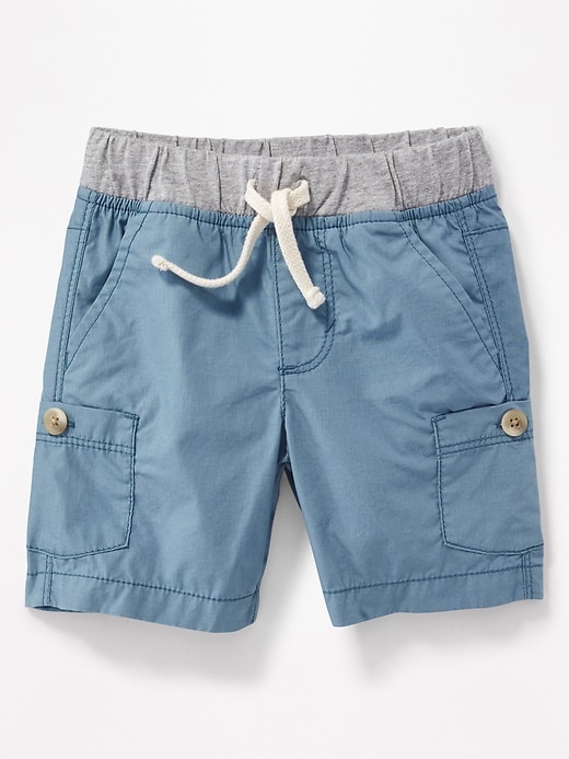 View large product image 1 of 3. Jersey-Waist Poplin Cargo Shorts for Toddler Boys