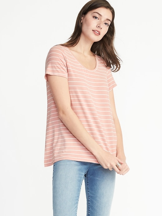 Image number 1 showing, Maternity Striped Side-Slit Jersey Nursing Top