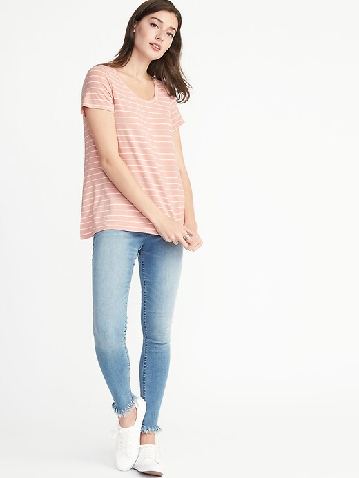 Image number 3 showing, Maternity Striped Side-Slit Jersey Nursing Top