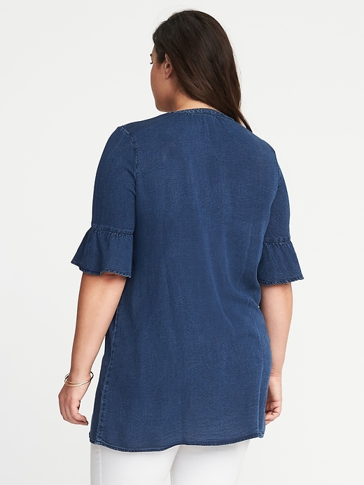 Image number 2 showing, Lace-Up-Yoke Plus-Size Tencel&#174 Top